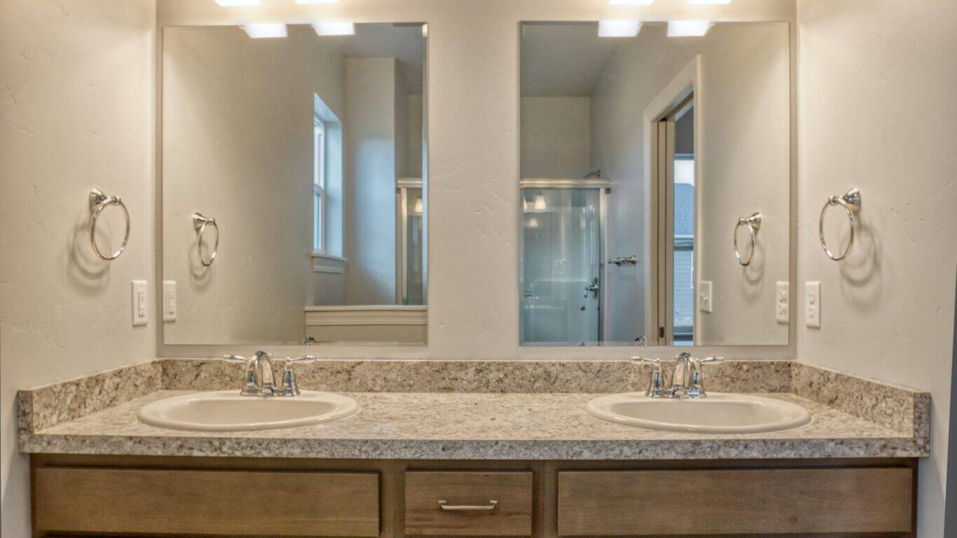 Master bathroom in the Canyon Ferry model home - built by Big Sky Builders in Hamilton, MT