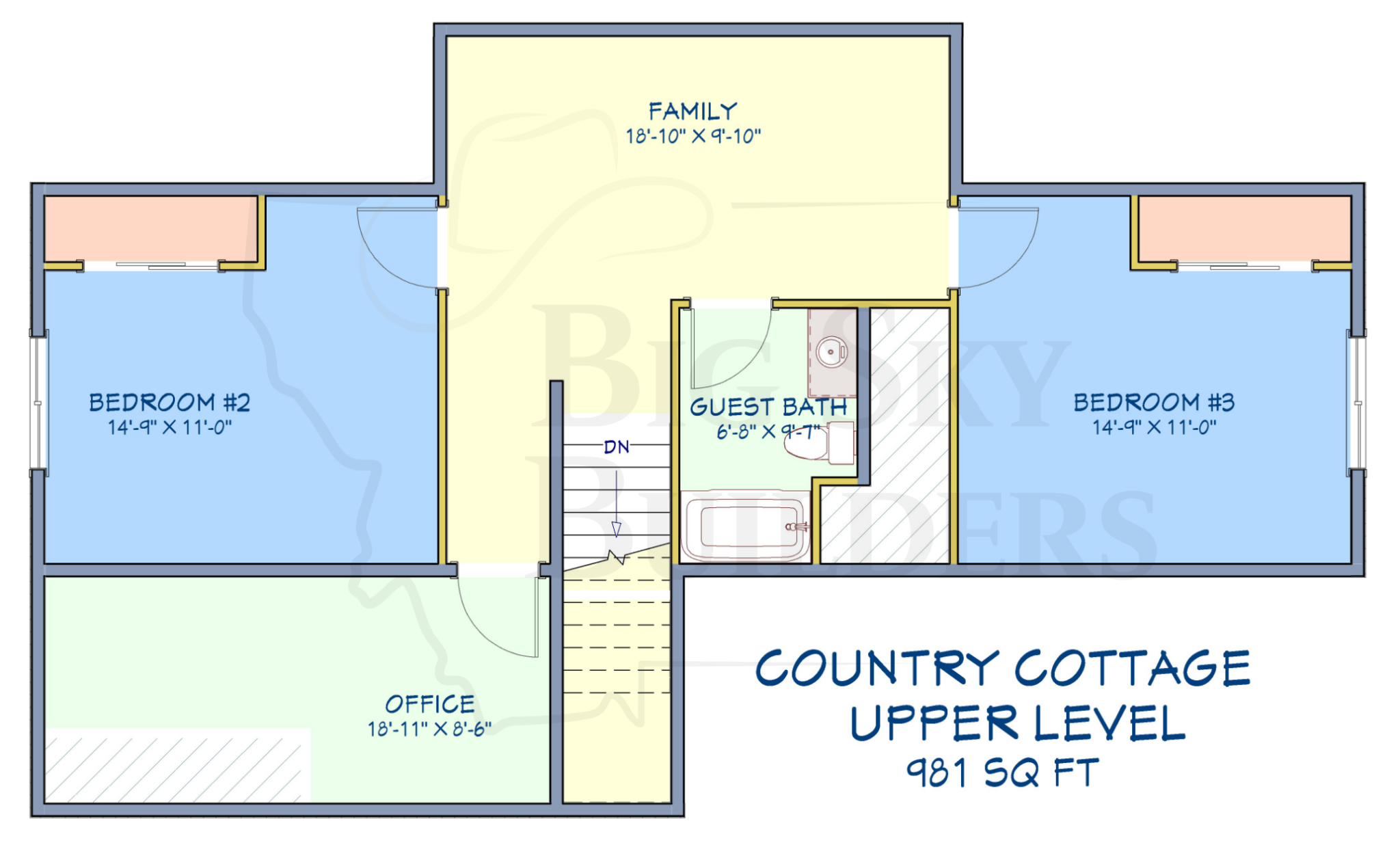 Country Cottage model home upper level floor plan - by Big Sky Builders of Montana