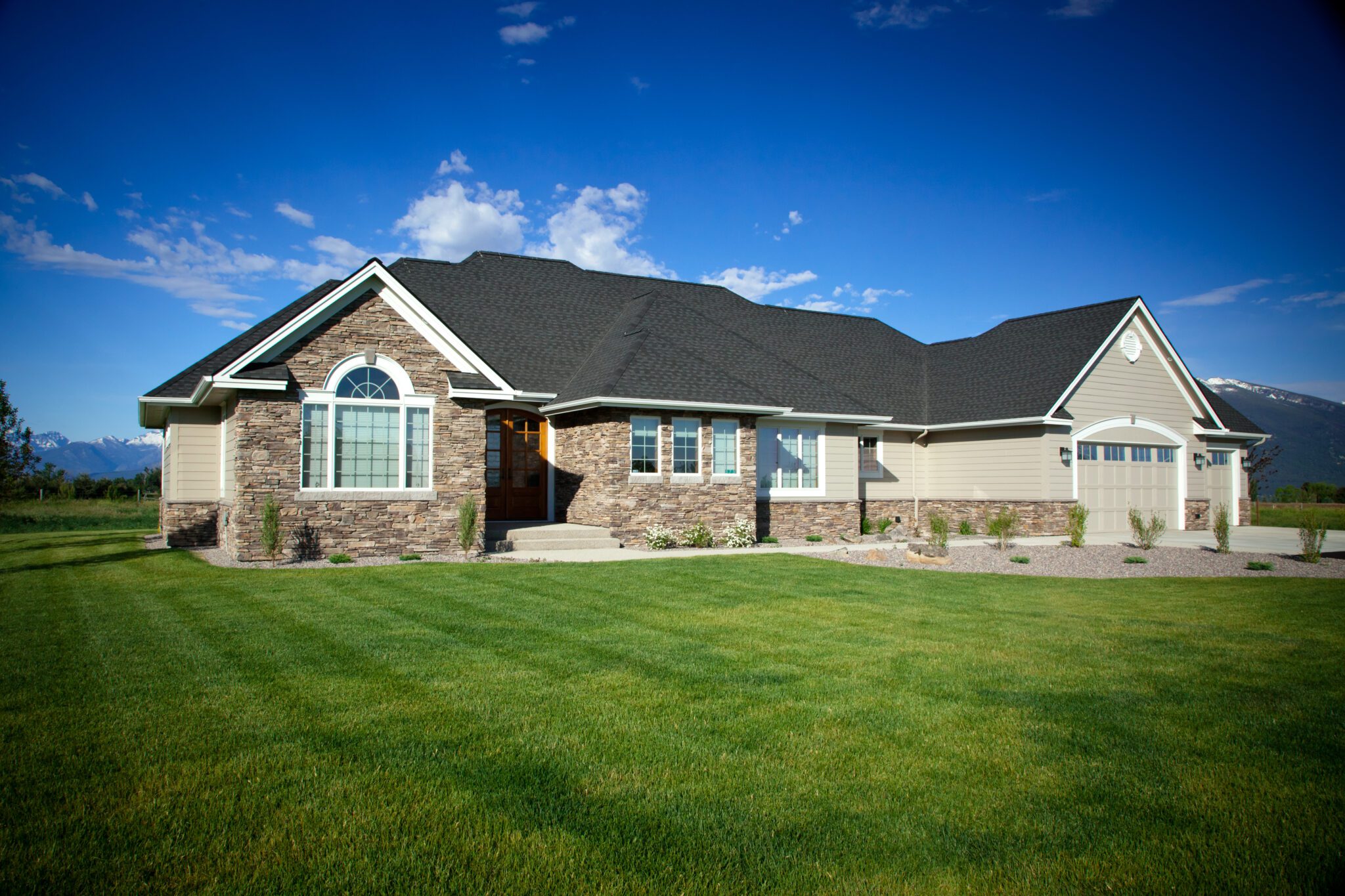 House exterior - front of a custom house built by Big Sky Builders near Hamilton Montana