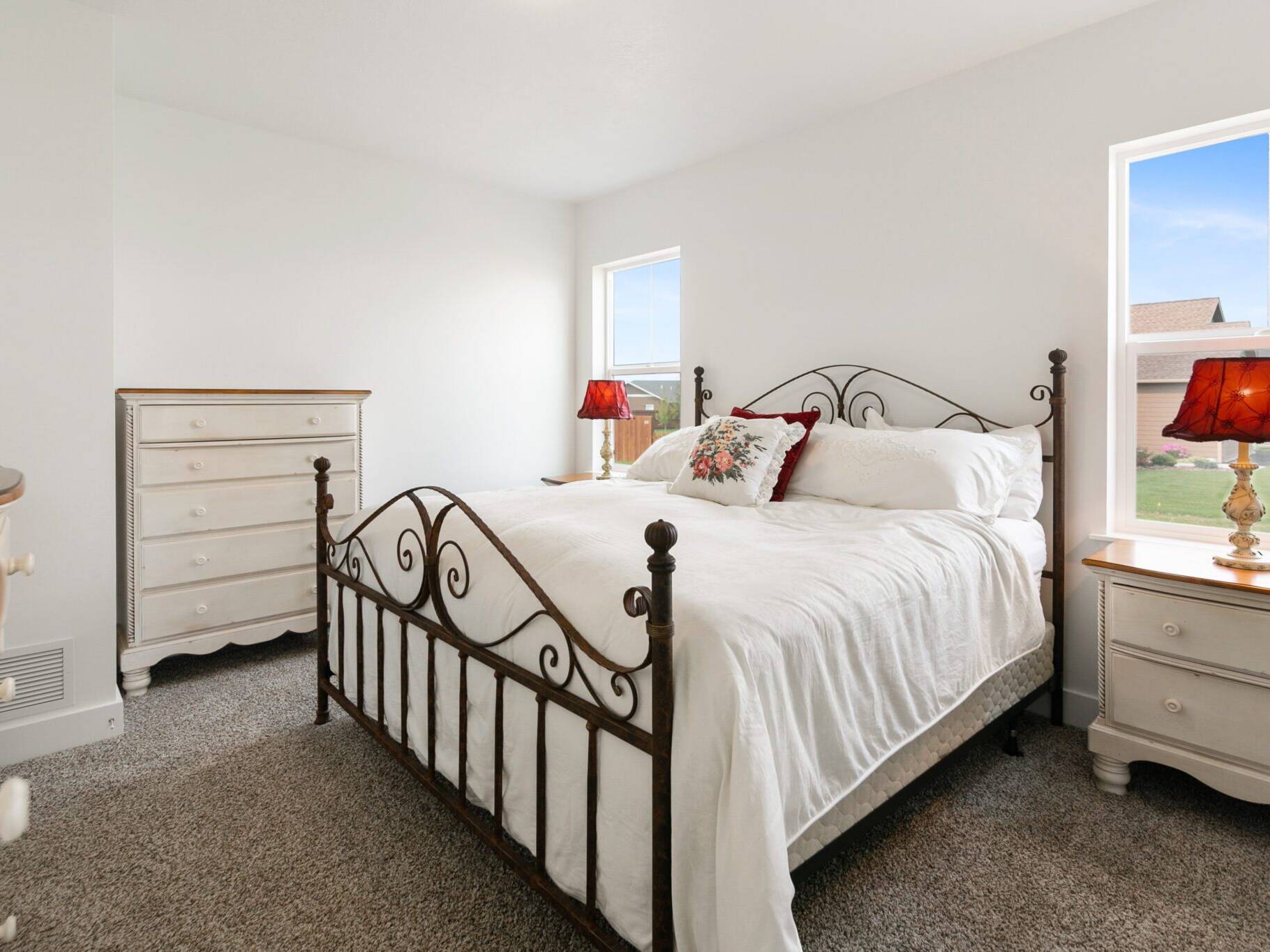 Master bedroom in The Seeley model home - Built by Big Sky Builder in Hamilton, MT