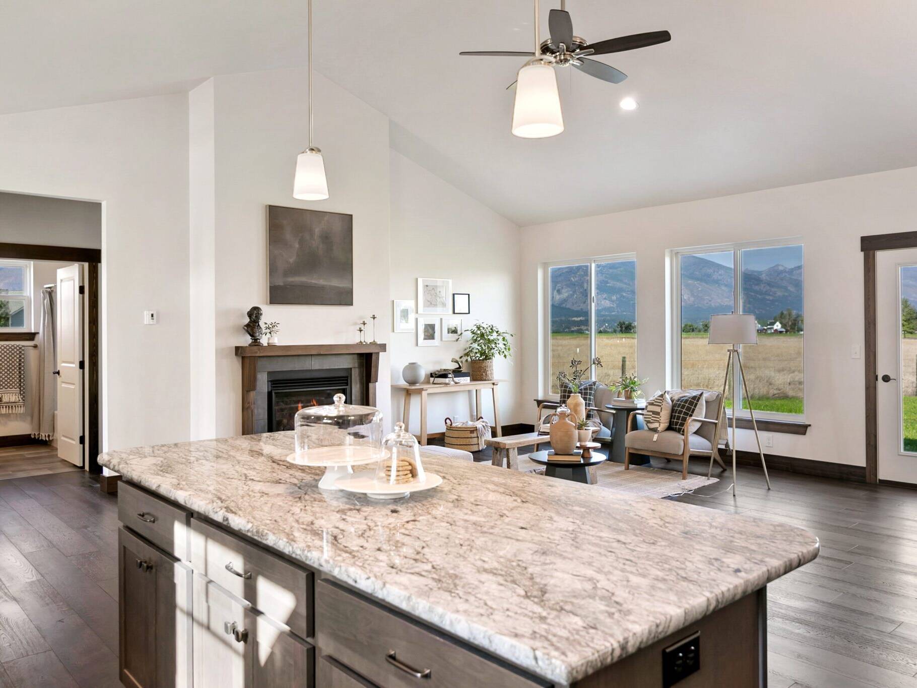 Kitchen island in The Seeley model home - Built by Big Sky Builder in Hamilton, MT