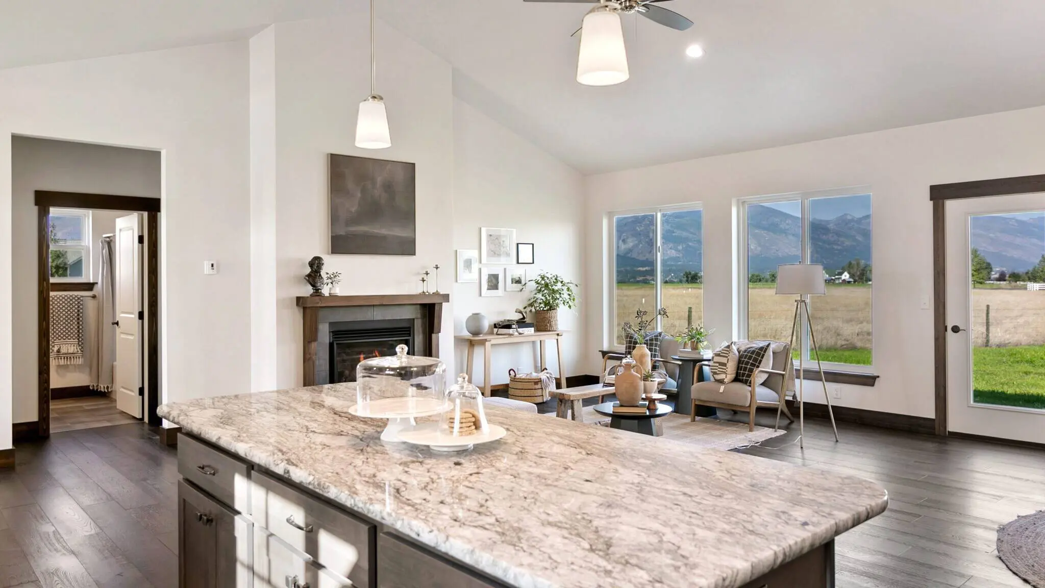 Kitchen island in The Seeley model home - Built by Big Sky Builder in Hamilton, MT