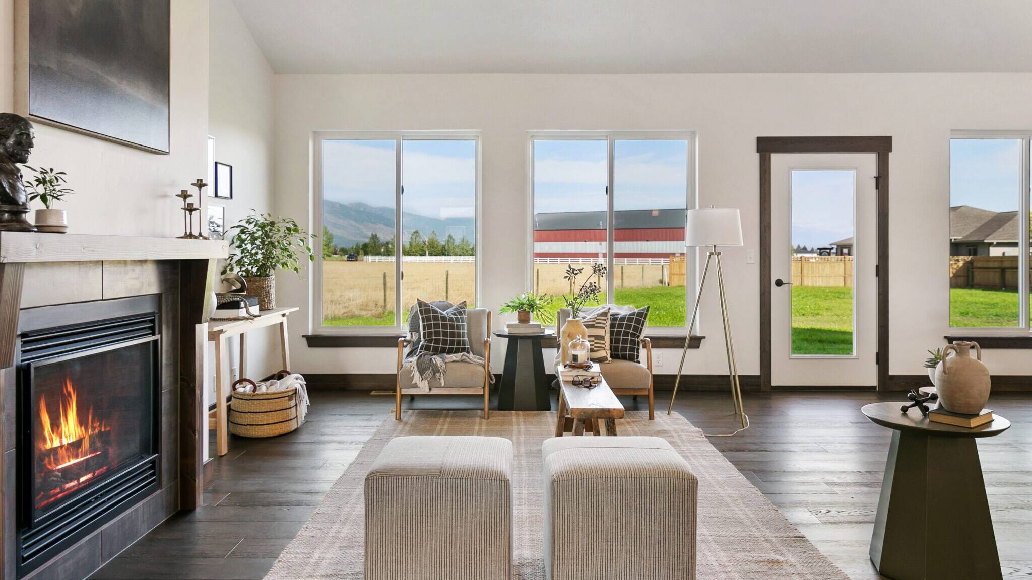 Living room in The Seeley model home - Built by Big Sky Builder in Hamilton, MT