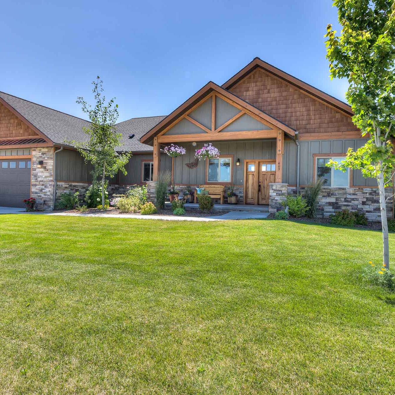 Front Exterior of a custom home built by Big Sky Builders in Hamilton, MT