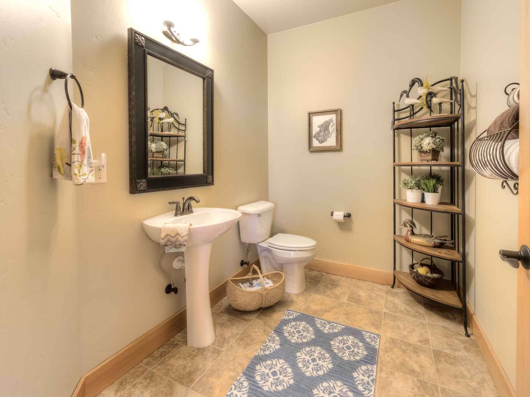 Powder room bathroom in a custom home built by Big SKy Builders in Hamilton Montana