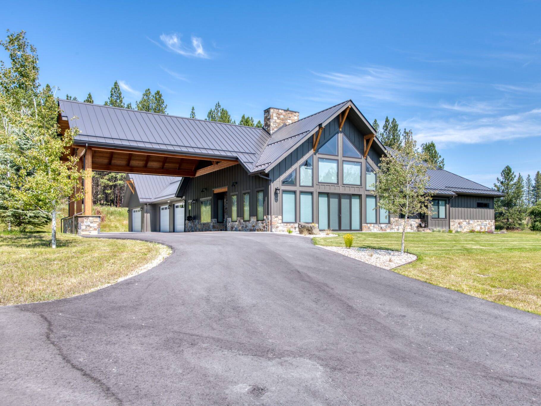 House exterior - Front of a custom home built by Big Sky Builders of Montana in Florence, MT