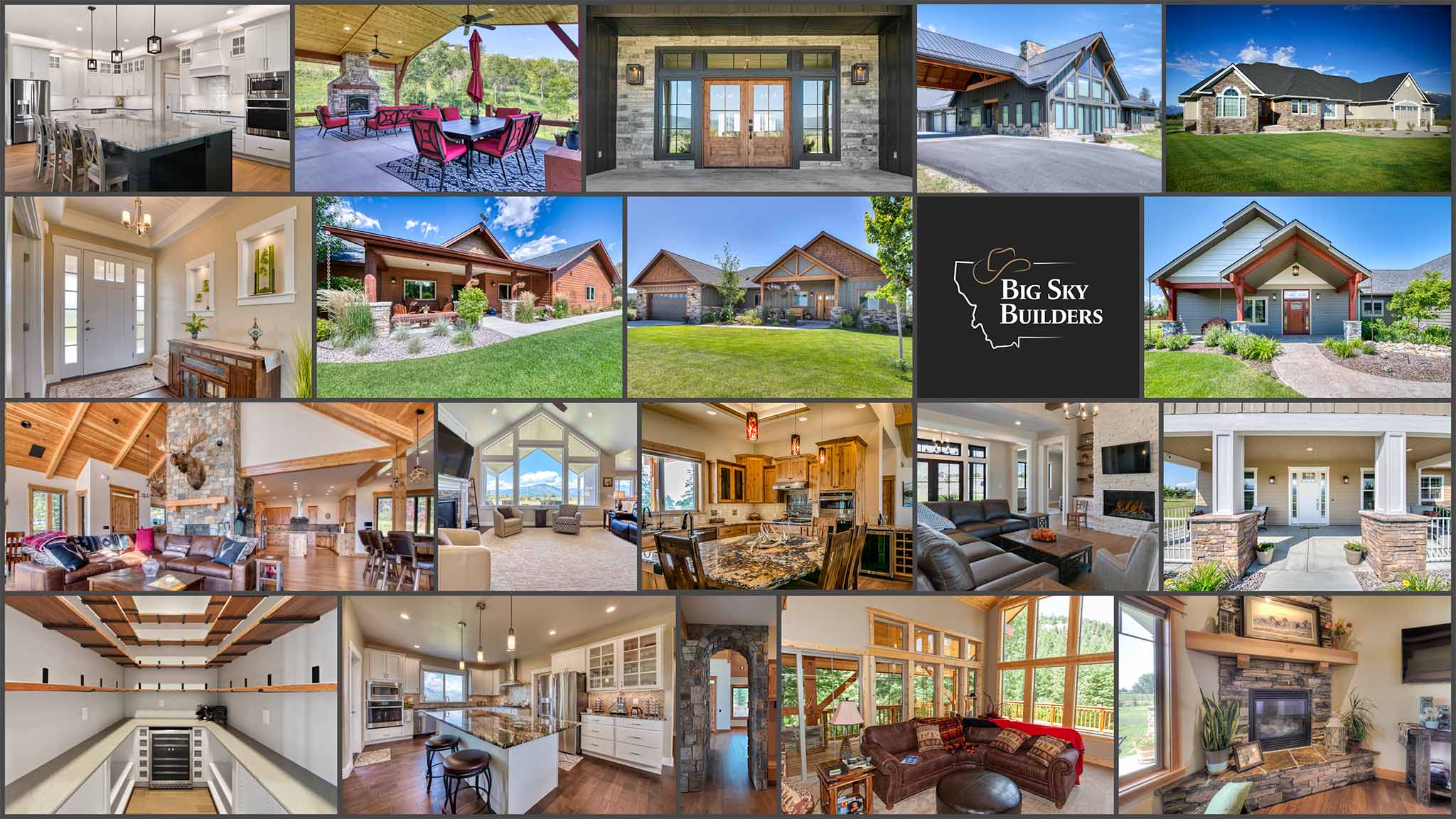 Photo Collage of homes built by Big Sky Builders of Montana in the Bitterroot Valley