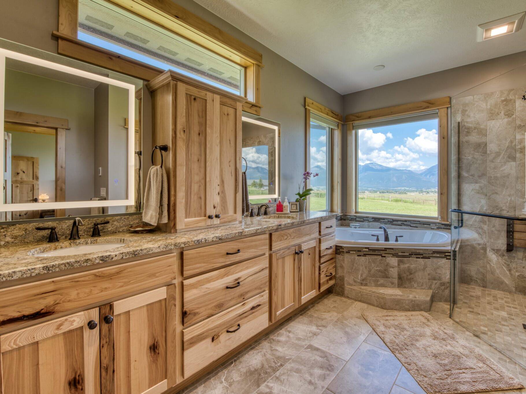 Master bathroom in a custom home built by Big Sky Builders in Stevensville, MT