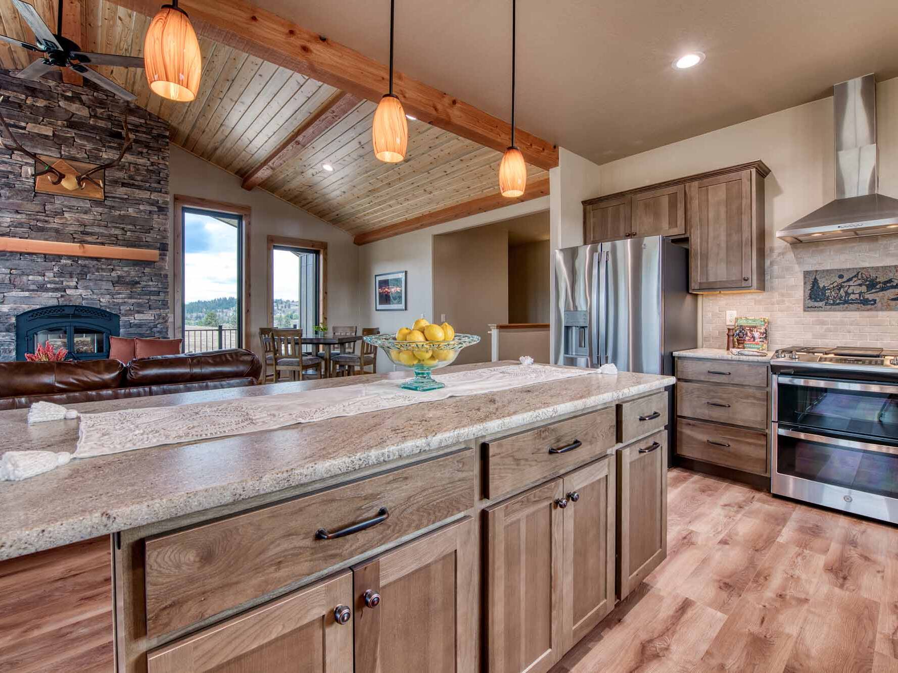 Kitchen in a custom home built by Big Sky Builders in Stevensville, MT