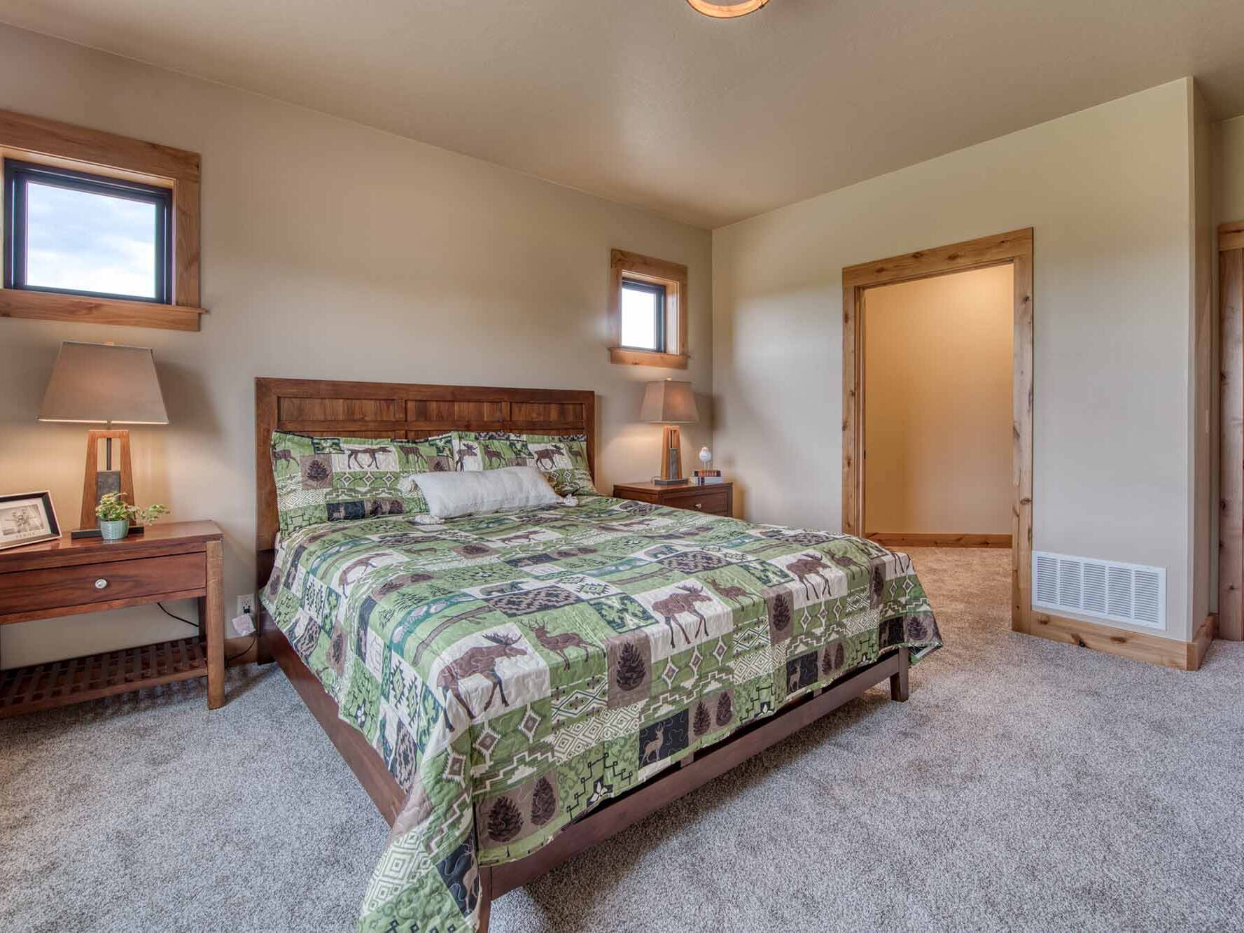Master Bedroom in a custom home built by Big Sky Builders in Stevensville, MT