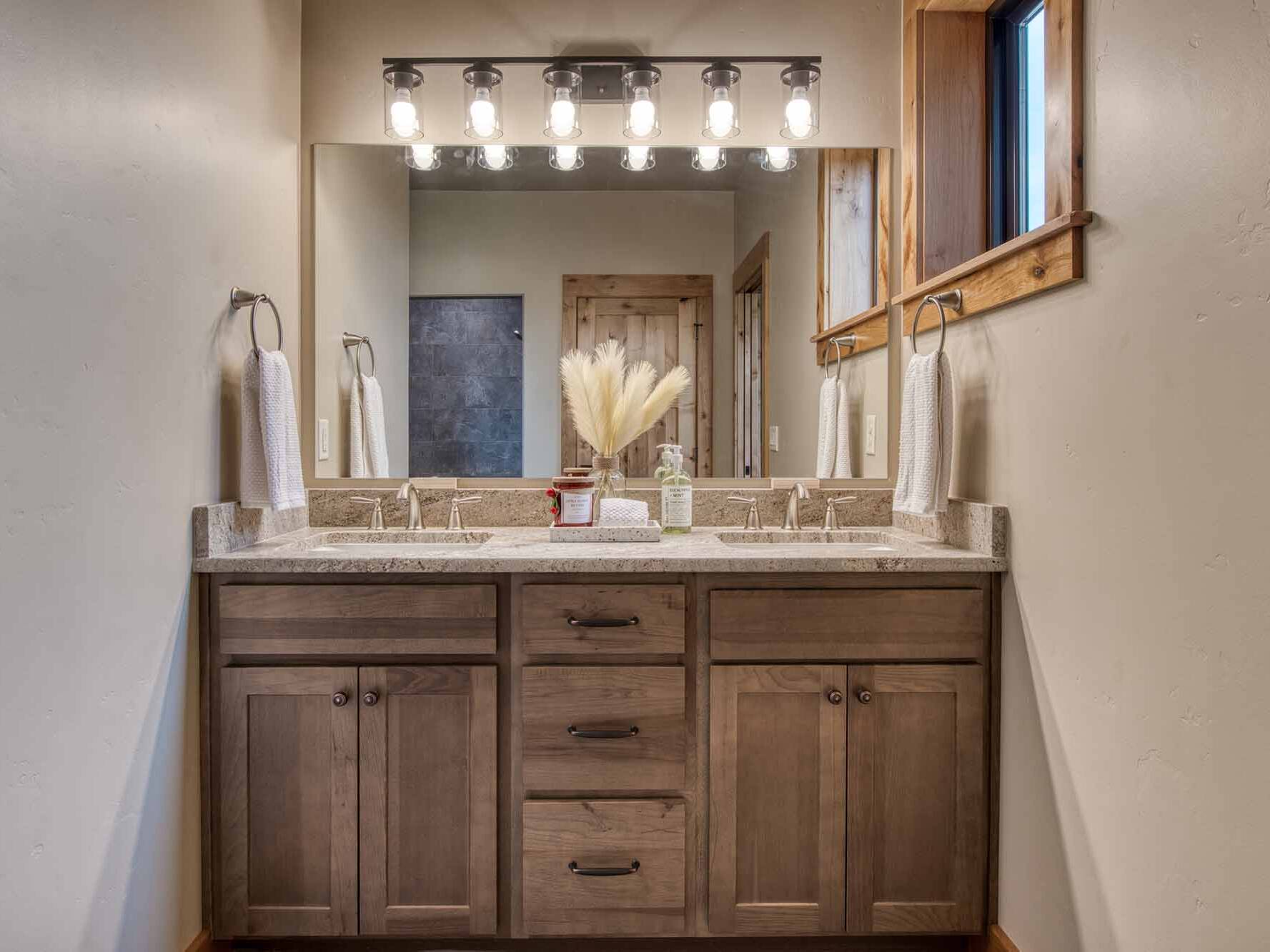 Master Bathroom Vanity in a custom home built by Big Sky Builders in Stevensville, MT