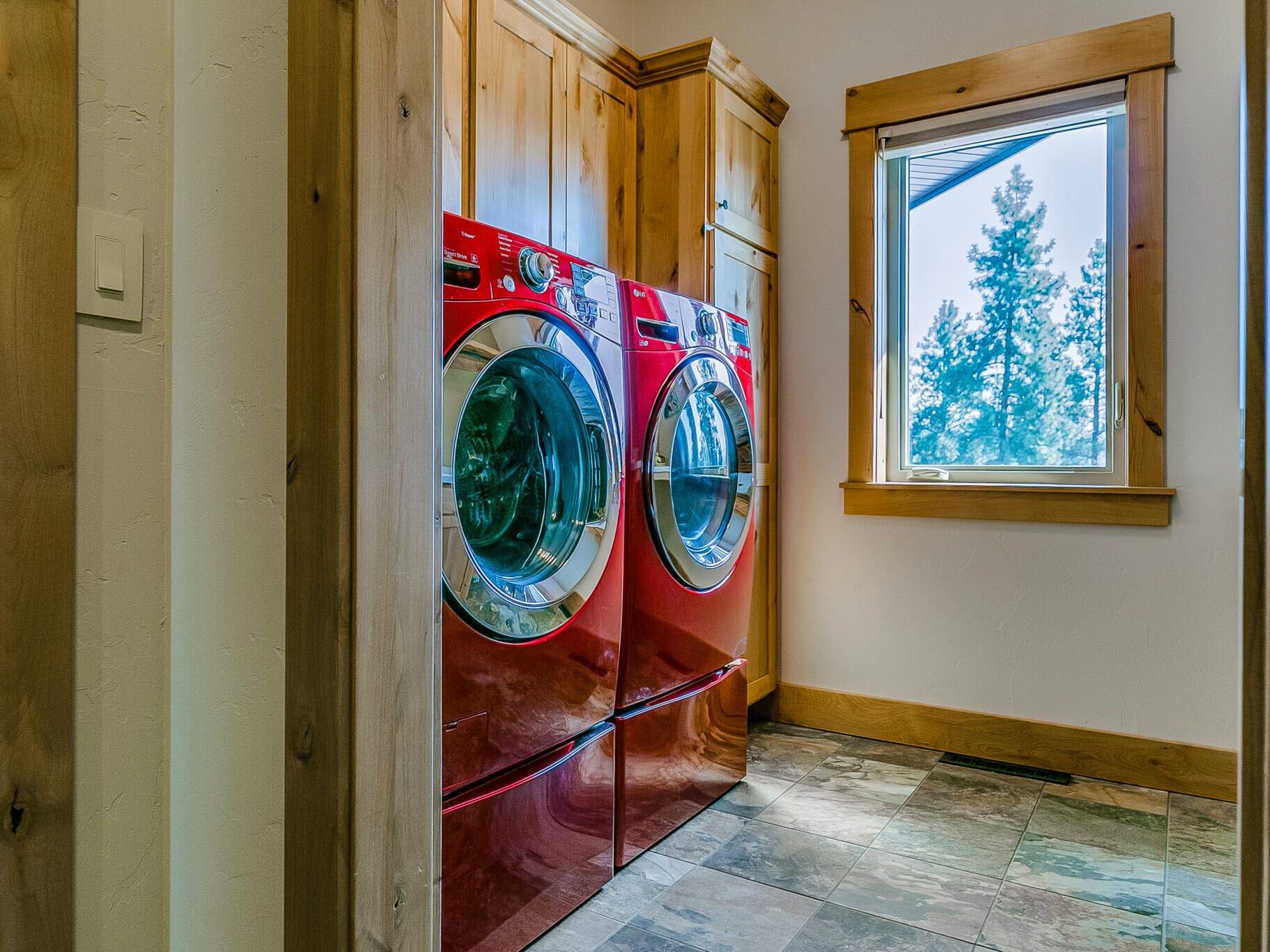 Laundry room in a custom home built by Big Sky Builders near Stevensville, Montana